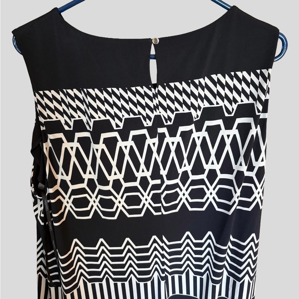 NWT Calvin Klein Women’s sleeveless blouse color black and khaki size 2x - Picture 2 of 7